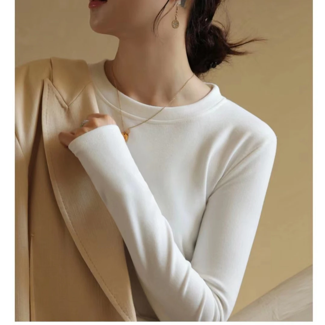 【椰油精华第五代椰绒】秋冬圆领基础款修身显瘦百搭打底长袖 2340J