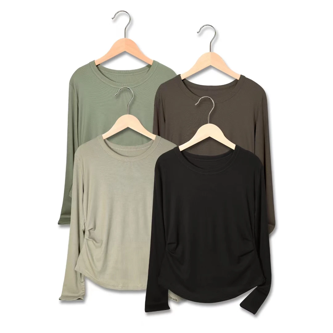 【初秋新款】91.5%天丝莱赛尔纤维显瘦小蛮腰设计遮肚腩长袖2481