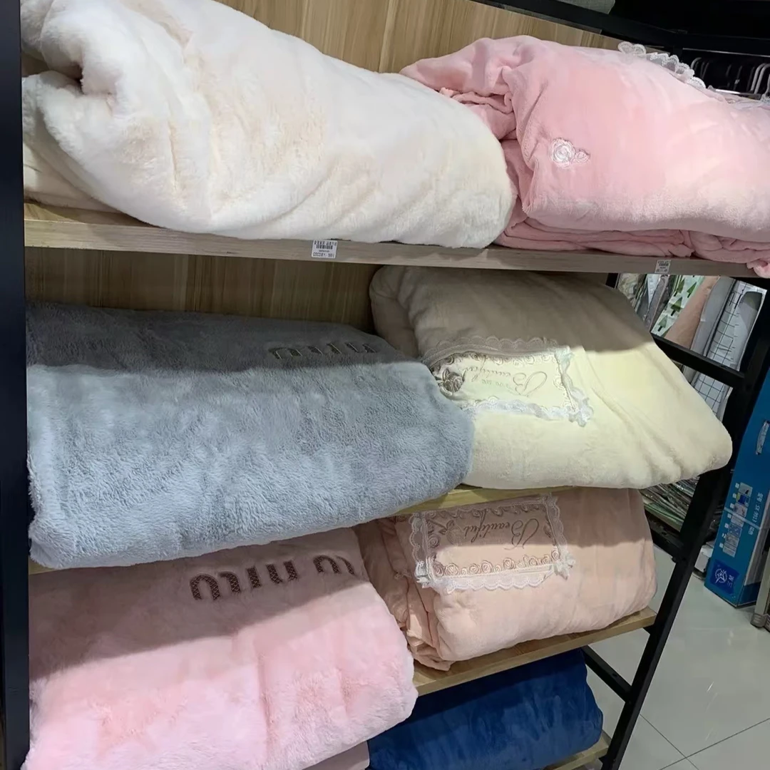 高端床上用品绒套件单品加厚包边超柔绒被奶绒绒毛毯双层纯色双面