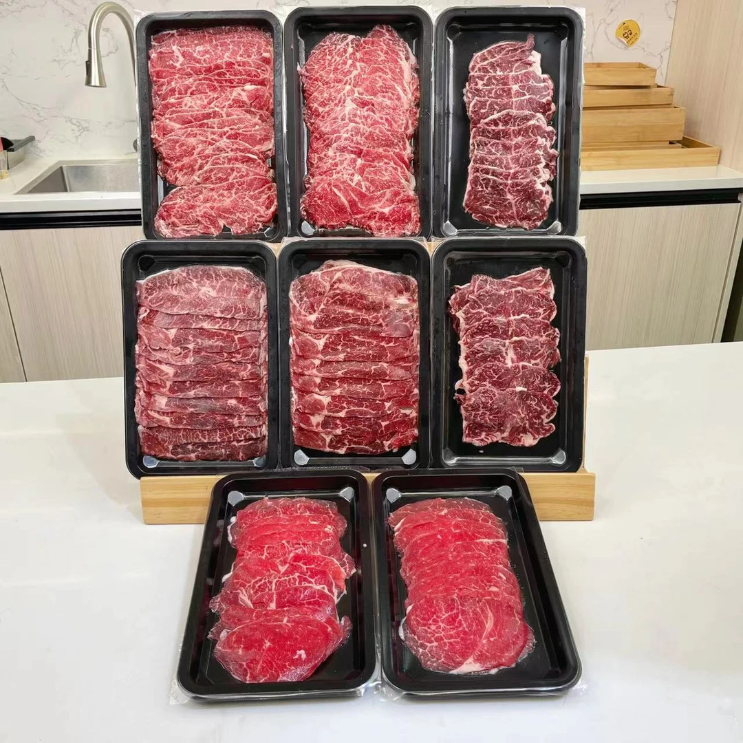 安格斯牛谷饲250天原切进口冷冻牛肉薄切4部位混搭套餐