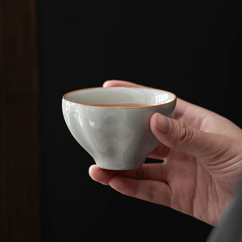 汝窑主人杯品茗杯家用金丝开片可养创意个人杯单杯功夫茶具陶瓷