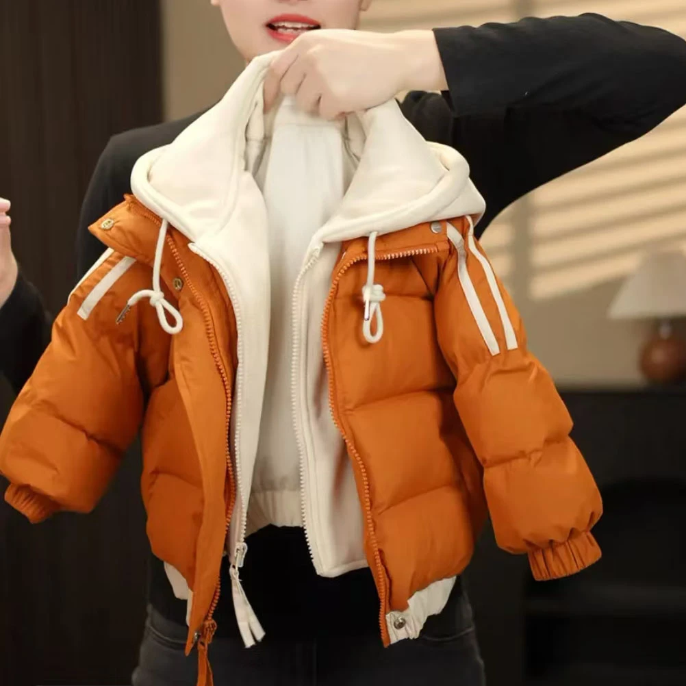 2025男女宝宝冬季新款防寒百搭假两件加厚棉衣时尚休闲保暖外套潮