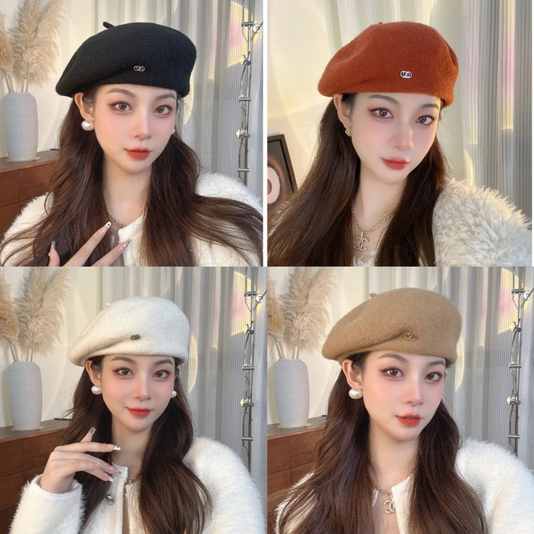 【高定设计】秋冬时尚学生百搭显脸小贝雷帽日系小标定型帽子