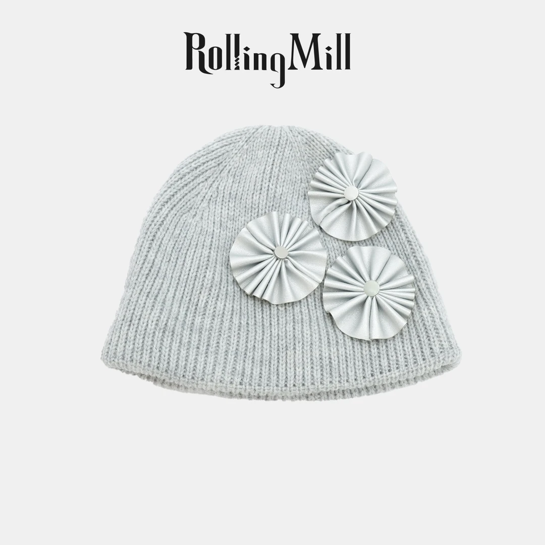 RollingMill雪花立体折纸毛线帽可拆卸造型质感高级百搭