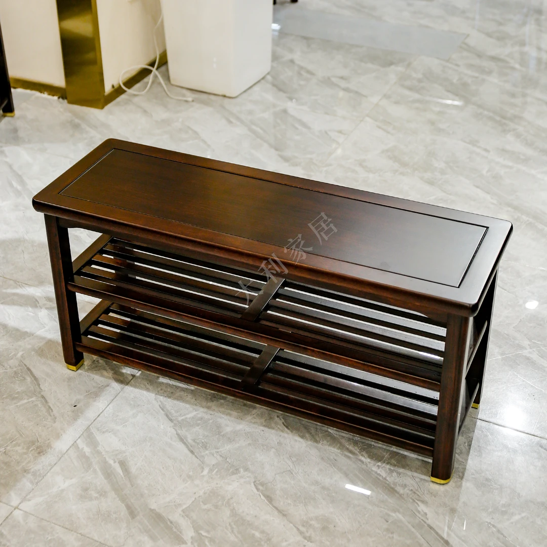 （大利家具）XHX精品换鞋凳黑檀全实木新中式轻奢简约客厅玄关简易