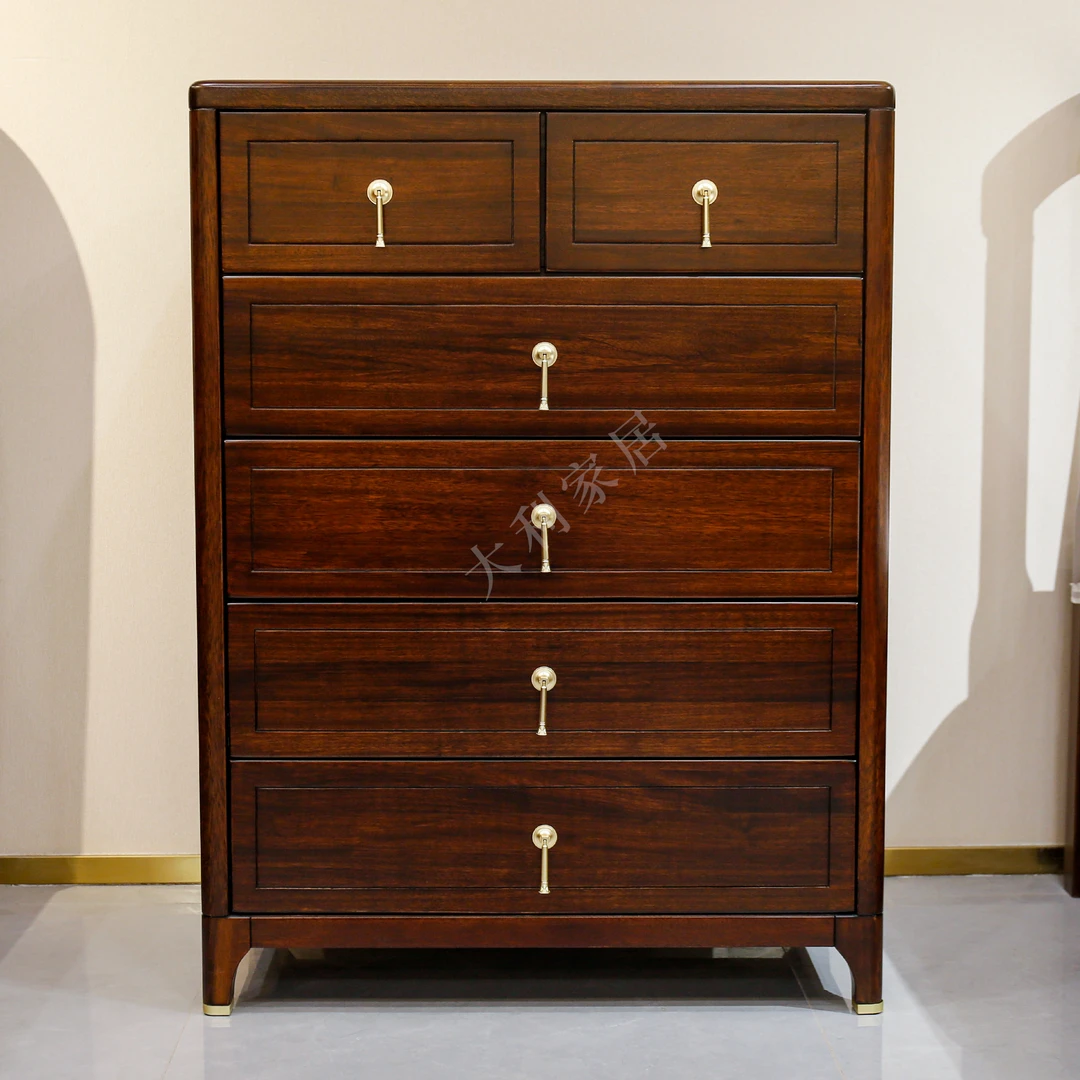 （大利家具）009-J五斗柜六抽黑檀木斗柜储物柜收纳柜