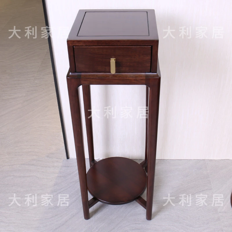 （大利家具）NY黑檀木高花架置物架新中式高端花架客厅置物架阳台