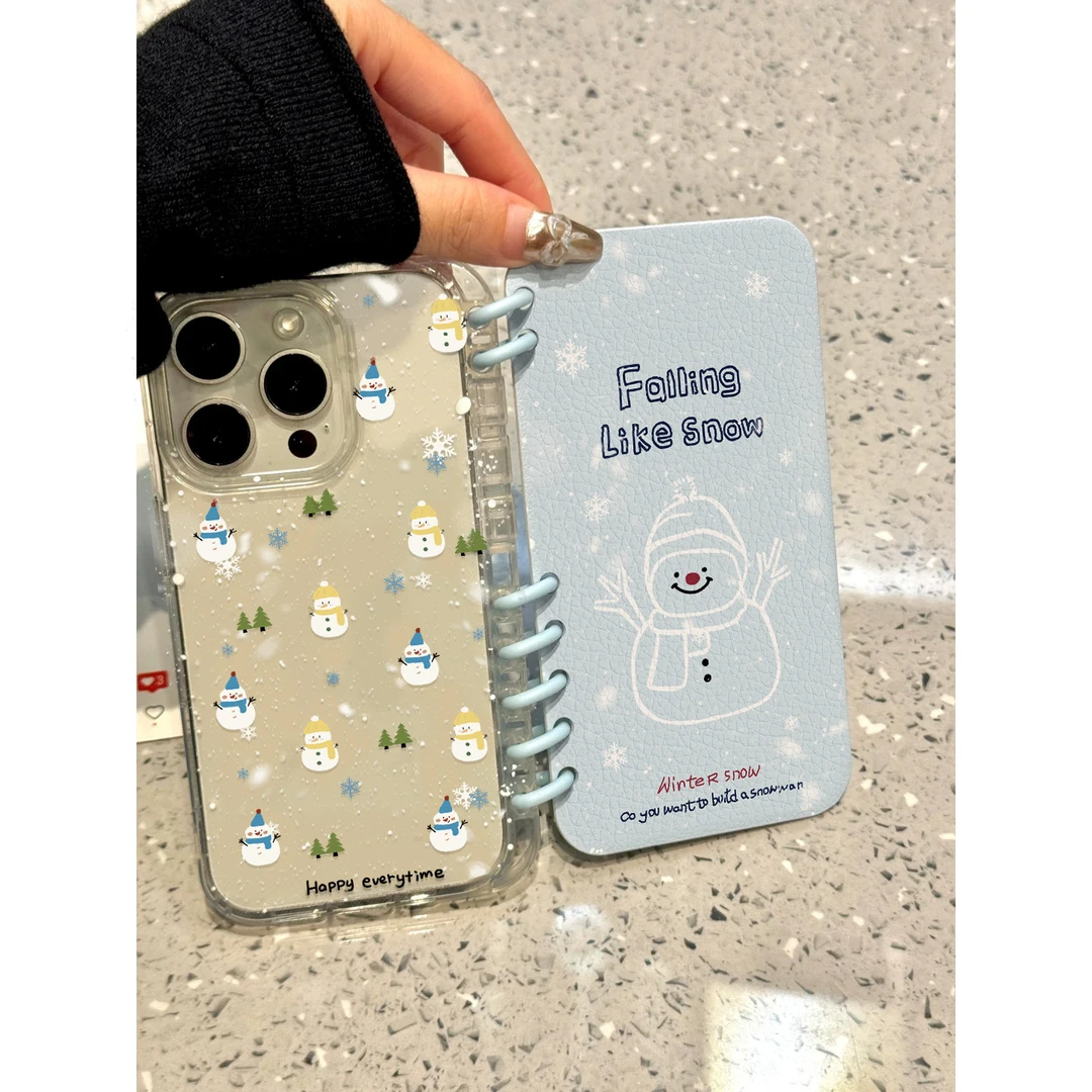 BANCA翻盖笔记本雪人11适用iPhone16promax苹果15手机壳14女13/12