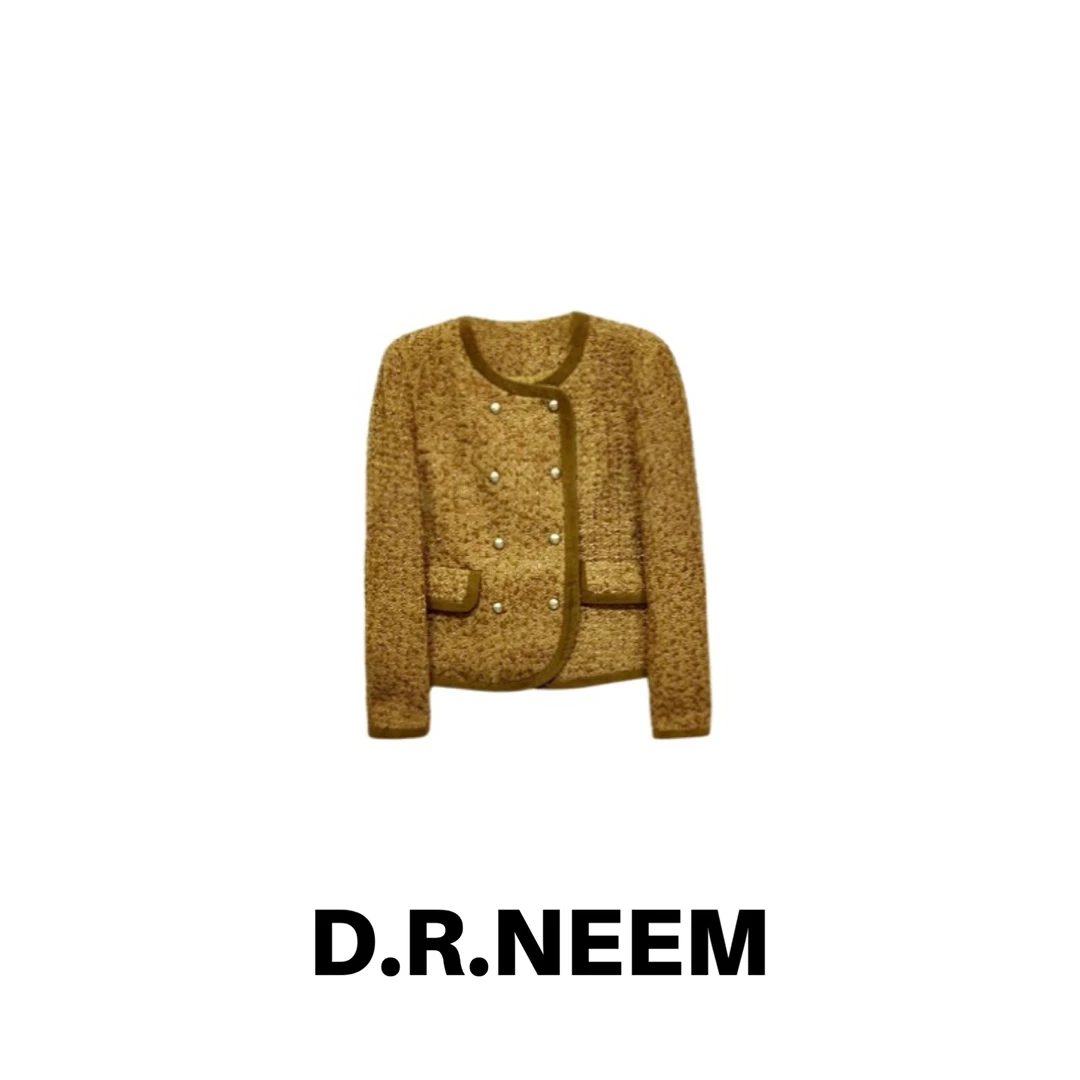 DRN 撞色边双排扣外套