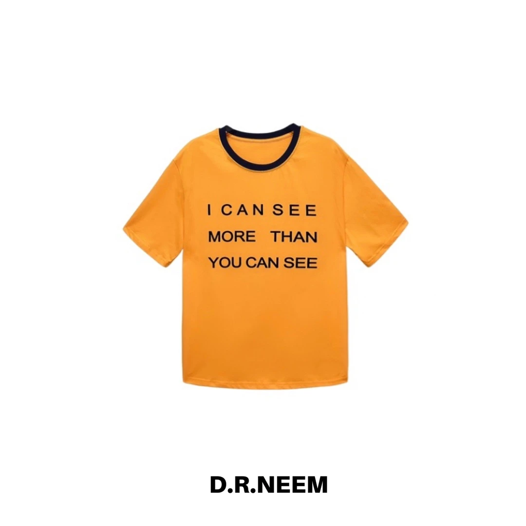 DRN （no退no换）撞色领口橙子T恤