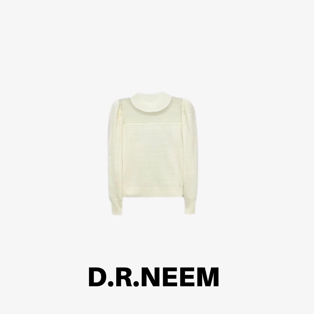 DRN 雾纱镂空泡泡袖针织衫