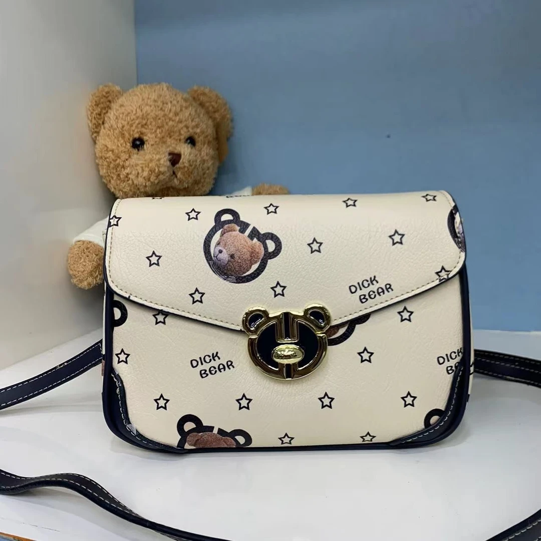 DICK BEAR/迪克熊93087熊头防盗扣多隔层斜挎包