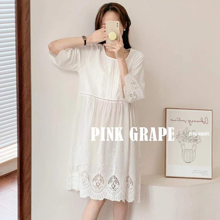 pinkgrape【流光巴黎】新款睡裙睡衣女夏季长袖欧式轻奢2228105