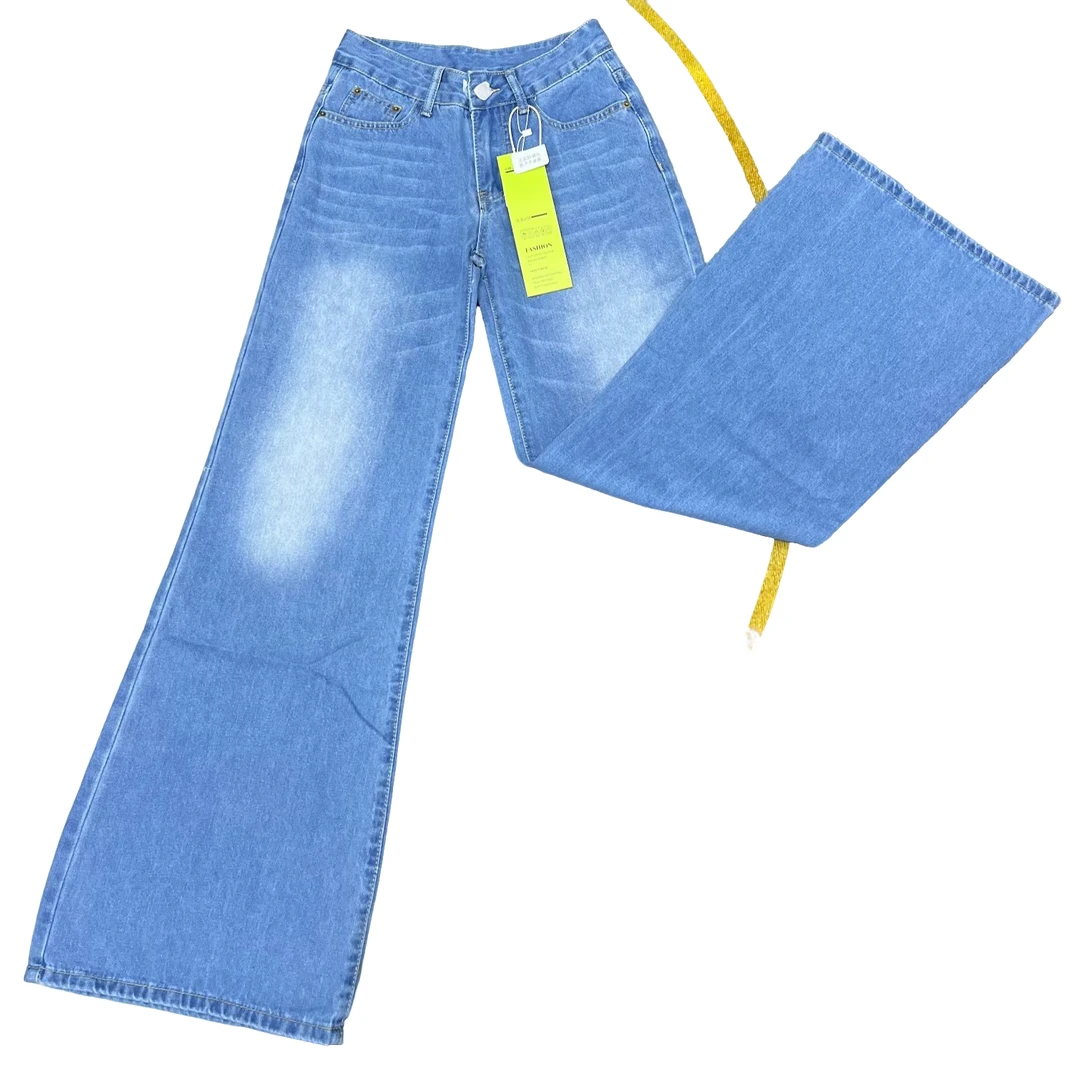 新款浅色低腰牛仔阔腿喇叭裤时尚潮流（参考直播间颜色）