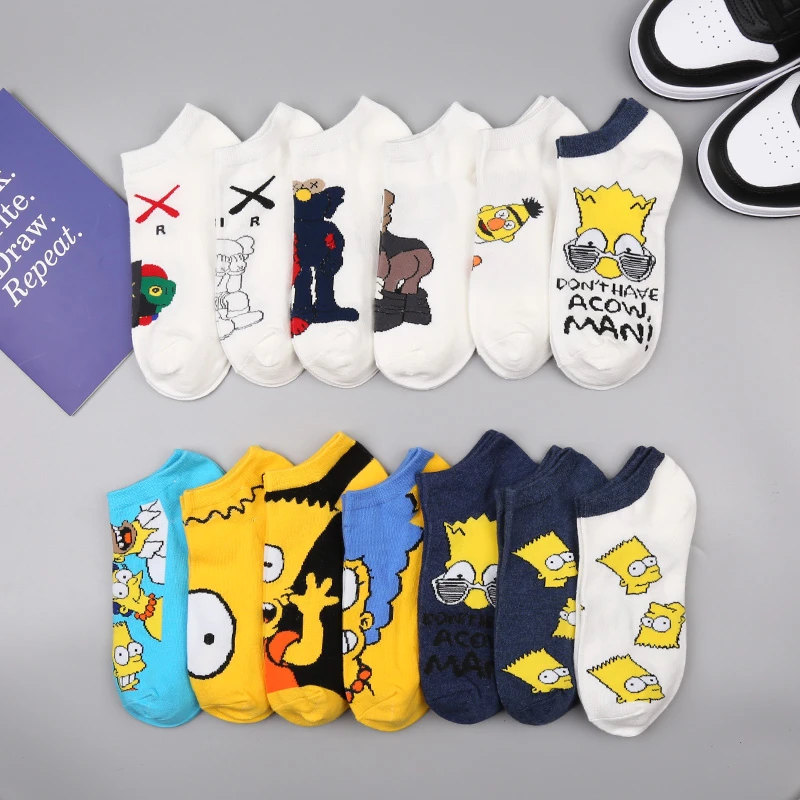 5双装棉袜男女ins潮短袜日系低腰夏天情侣棉袜浅口薄卡通可爱船袜