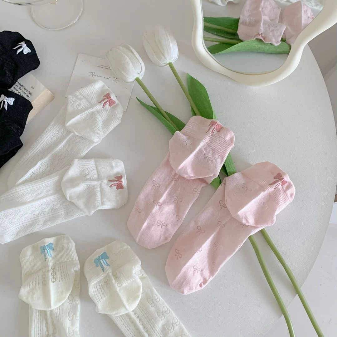 后跟刺绣蝴蝶结船袜夏季薄款透气短筒袜ins潮韩版甜美小众设计袜
