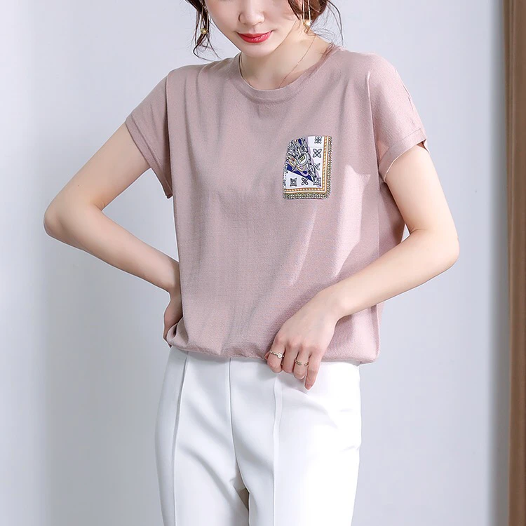 花兜纯色亚麻T恤