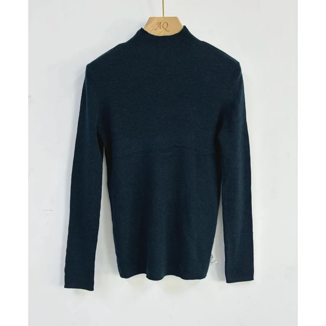 悦享女装2024秋季新款时尚百搭简约纯色柔软舒适半高领套头针织衫