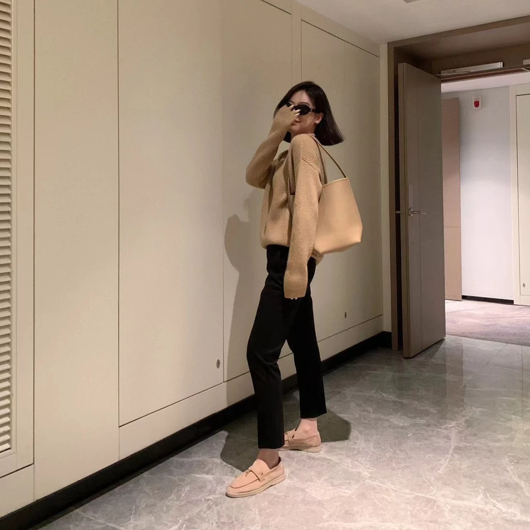 新款时尚百搭气质显瘦斜纹高腰西装裤修身休闲裤