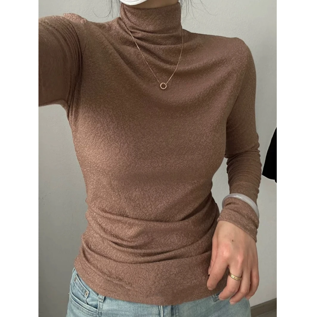 秋季新款秋冬磨毛洋气百搭打底上衣修身显瘦长袖女