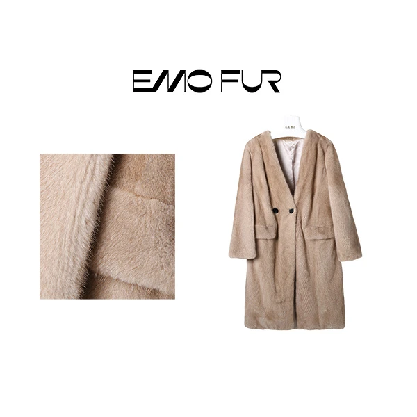 【EMOFUR】长款网红款丹麦进口天鹅绒紫金短二水貂整貂女皮草83105