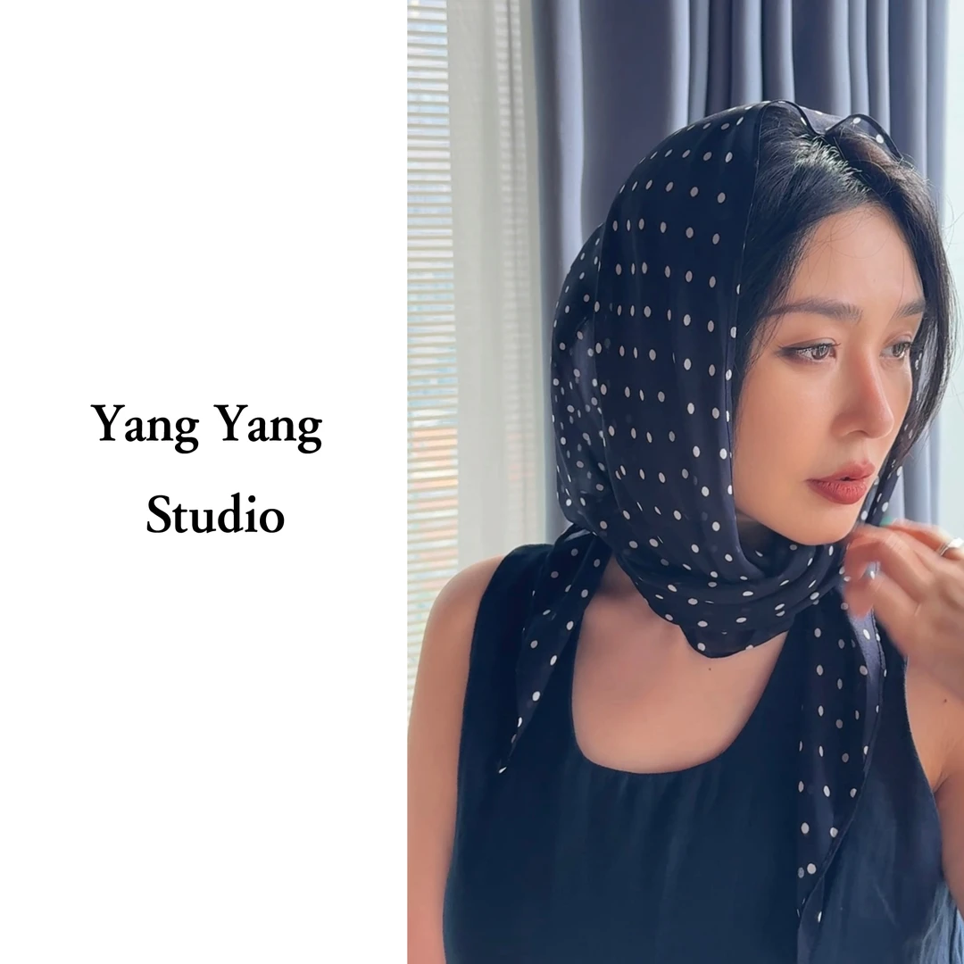 YangYangStudio【波点丝巾】100桑蚕丝 万能百搭配丝巾