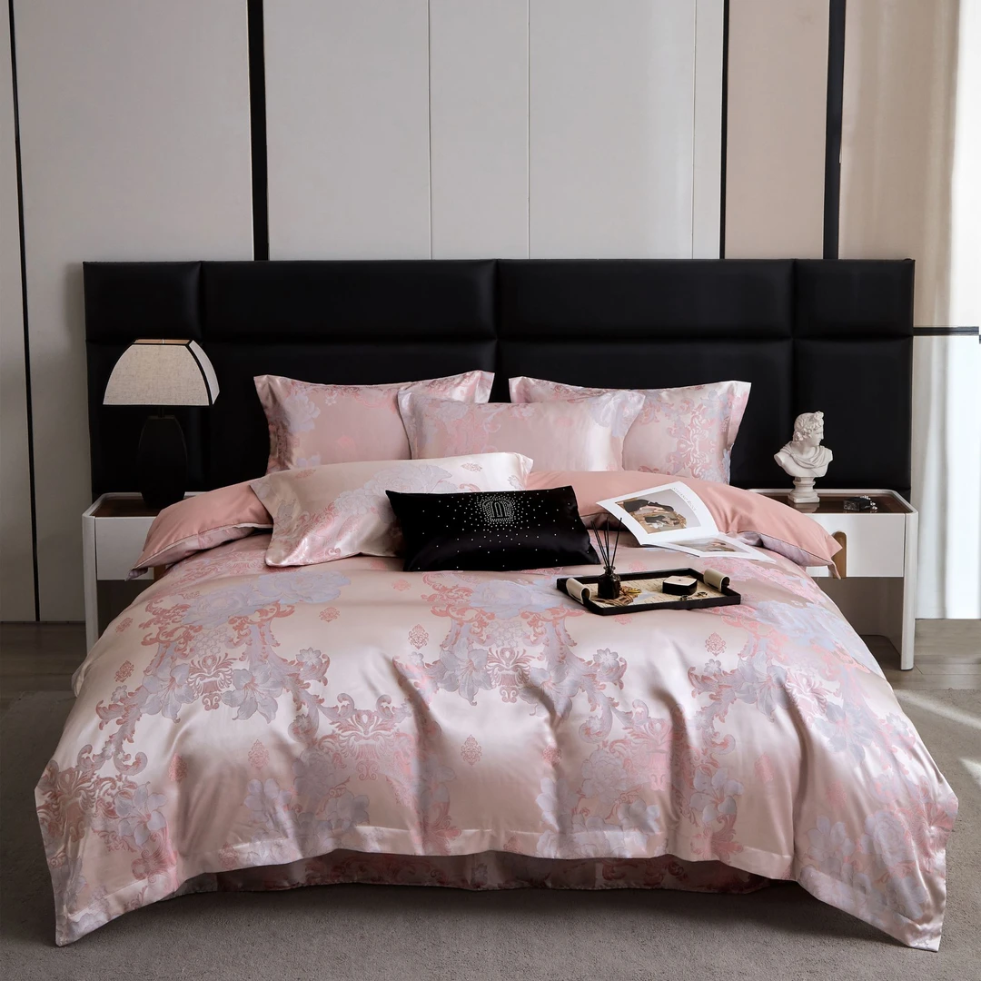 【镇店之宝】西雅图 贡缎三色提花四件套裸睡柔软被套床单轻奢欧式