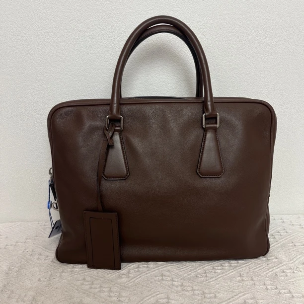 95新 Prada/普拉达 2729/男士棕色全皮公文包
