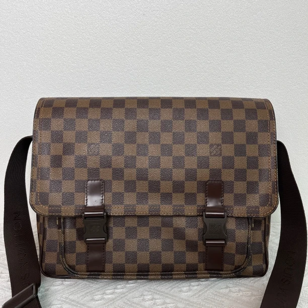 95新 LouisVuitton/路易威登 4008/棕棋盘格双扣邮差包