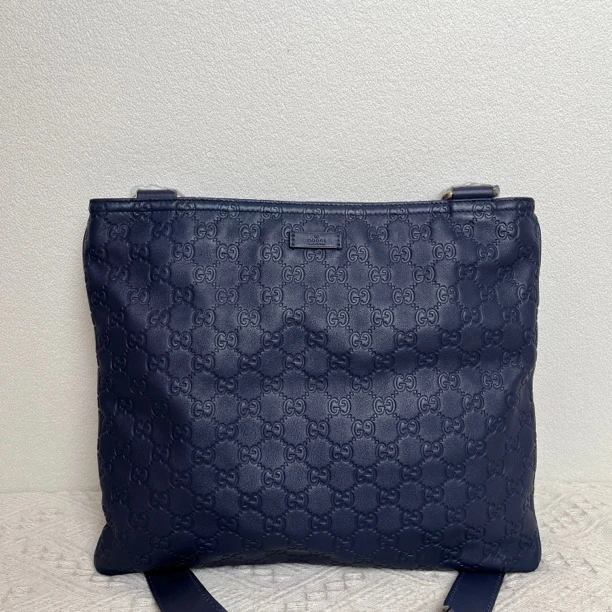 99新 GUCCI/古驰 3099/蓝色全皮压纹单肩包/98新
