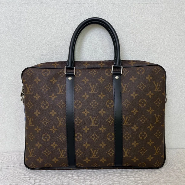 99新 LouisVuitton/路易威登 5661/经典芯片款棕老花手提公文包