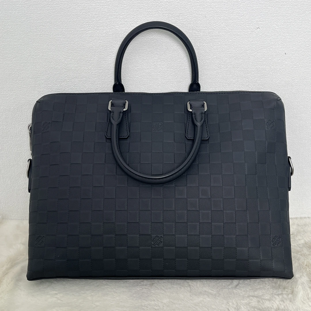 99新 LouisVuitton/路易威登 1812/男士黑色真皮手提包