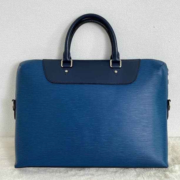 95新 LouisVuitton/路易威登 1699/蓝色水波纹纯皮公文包