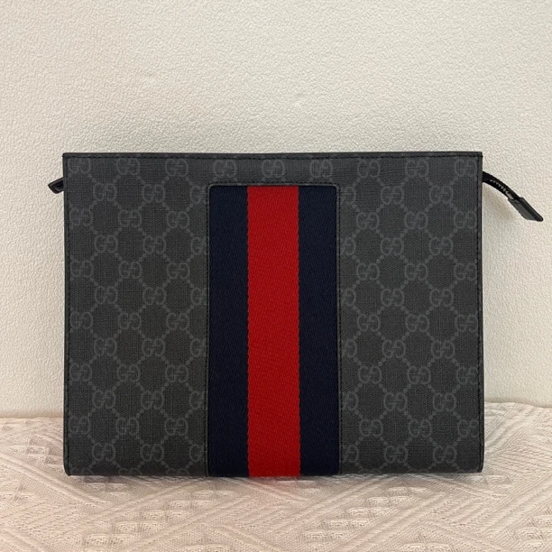 95新 GUCCI/古驰 5231/3595/9910时尚黑老花洗漱手拿包
