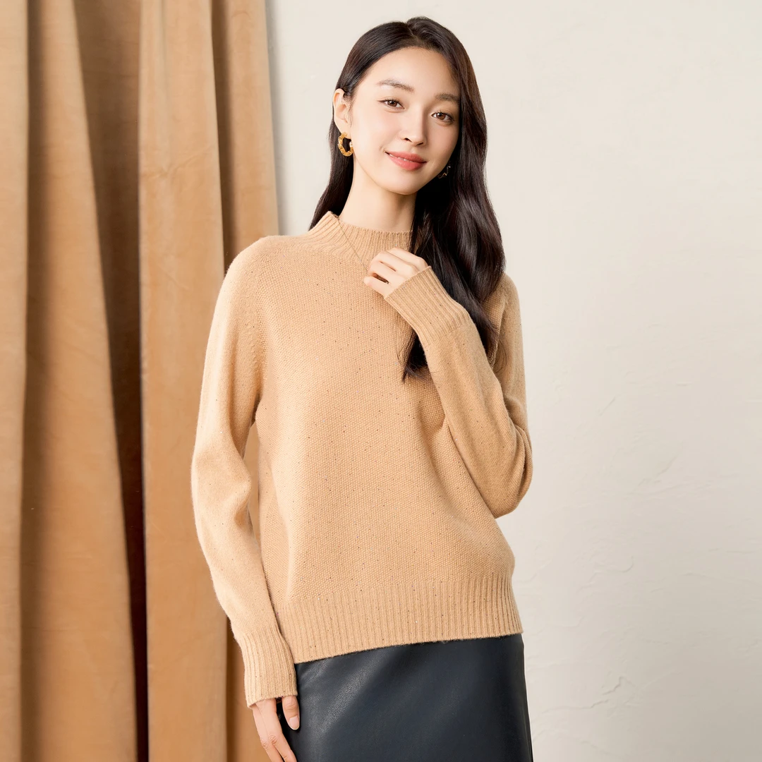 春竹~2024秋冬新款半高领女套衫长袖针织加厚时尚休闲百搭纯色