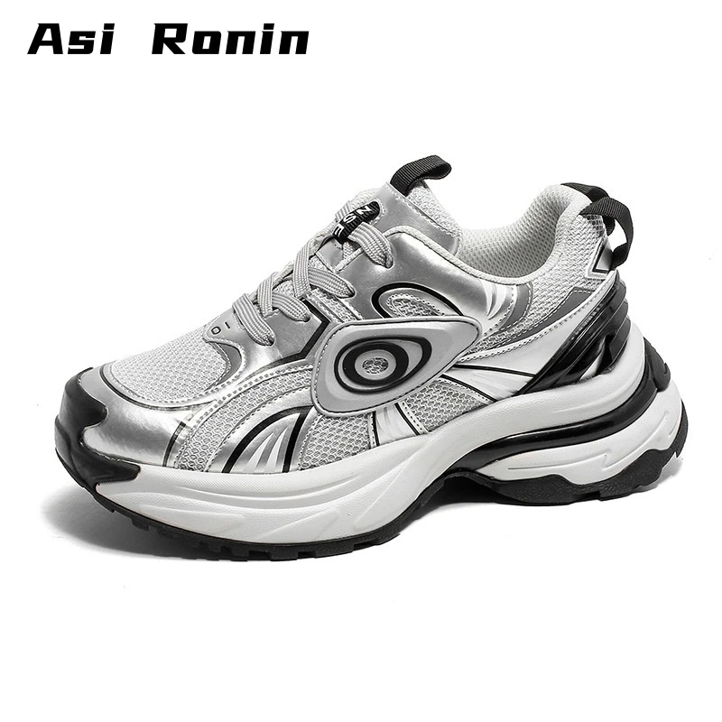 春季厚底老爹鞋女2024新款国潮百搭休闲鞋涡轮大码情侣运动鞋女