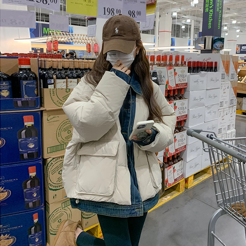 2024年新款冬季棉服女短款宽松假两件棉袄外套加厚设计感韩版棉衣