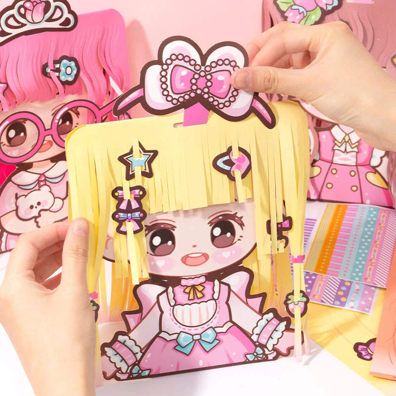 造型魔法师儿童手工安静书阿俏小小理发师发型换装diy贴纸玩具