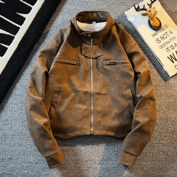 高级感垫肩短款机能外套男冬款美式高街潮牌vibe风机车夹克外套