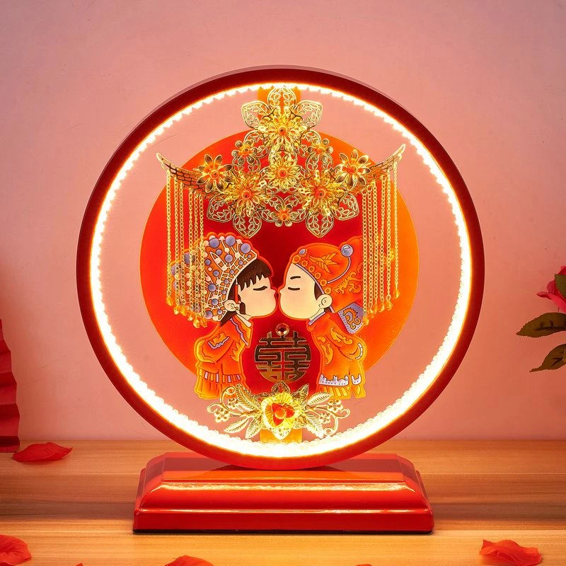 创意结婚长明灯结婚台灯长命灯一对送新人礼物陪嫁红色婚房床头灯