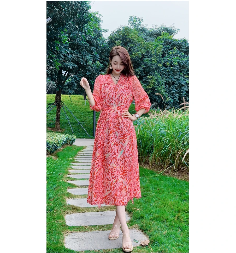 【24061仲夏之梦】修身优雅气质时尚高端桑蚕丝连衣裙 裙长118