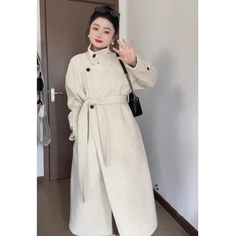 【黄小九定制】立领双面羊毛大衣女2024秋冬新款收腰气质毛呢外套