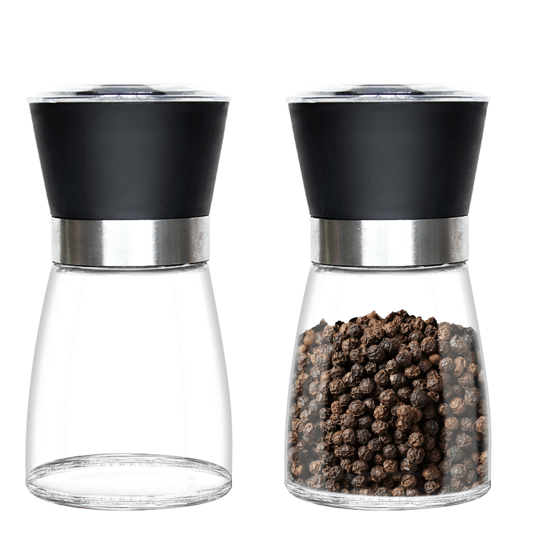 研磨器磨胡椒粒家用手动玻璃白胡椒黑胡椒粒研磨瓶透明粗细研磨厨