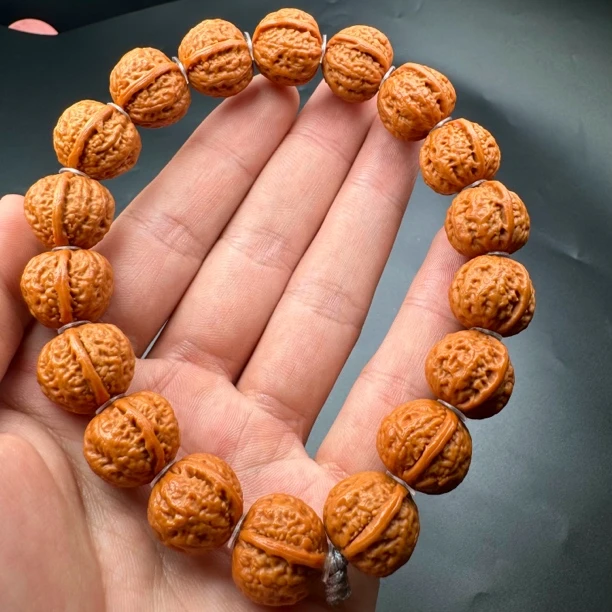 野生小核桃麒麟纹一道筋矮桩平底黄油皮17左右