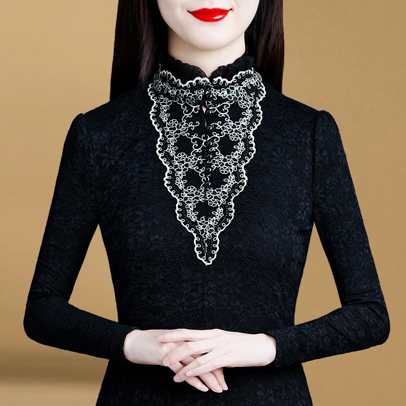 10153高领女2024冬季新款加绒加厚打底衫保暖上衣