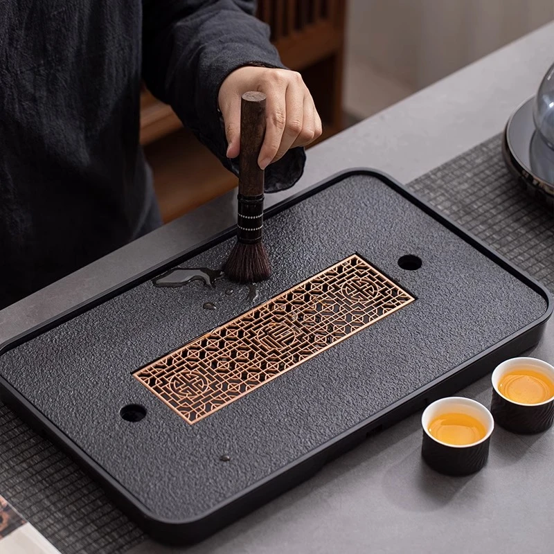 干泡茶盘功夫茶具茶台家用中式托盘小型蓄水排水双用茶海现代轻奢