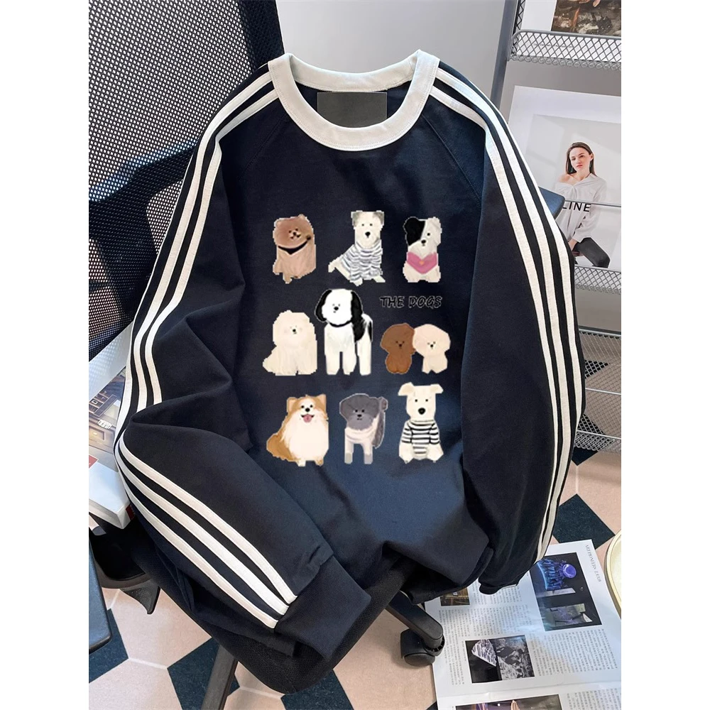 48h飞【奶乖狗狗】重磅灰色卫衣插肩袖女宽松美式复古卡通减龄上衣