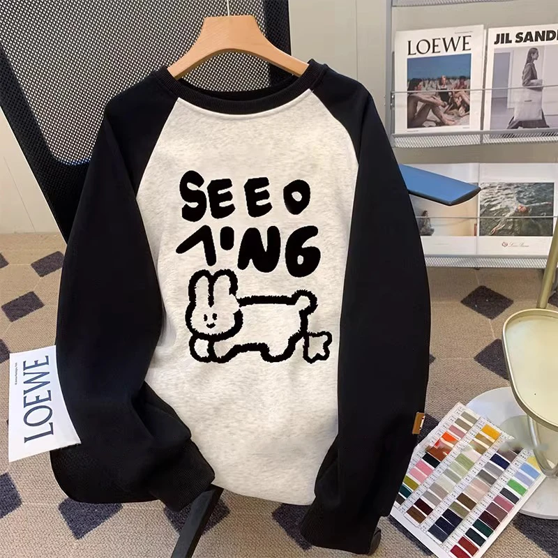 48h飞【简约の兔子】重磅插肩卫衣女宽松oversize高级感超好看上衣服