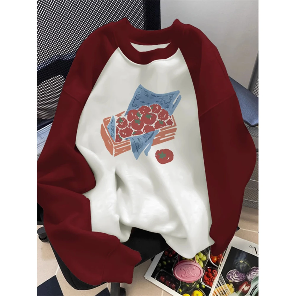 48h飞【番茄一箩筐】重磅插肩卫衣女宽松韩版chic港风显白撞色上衣