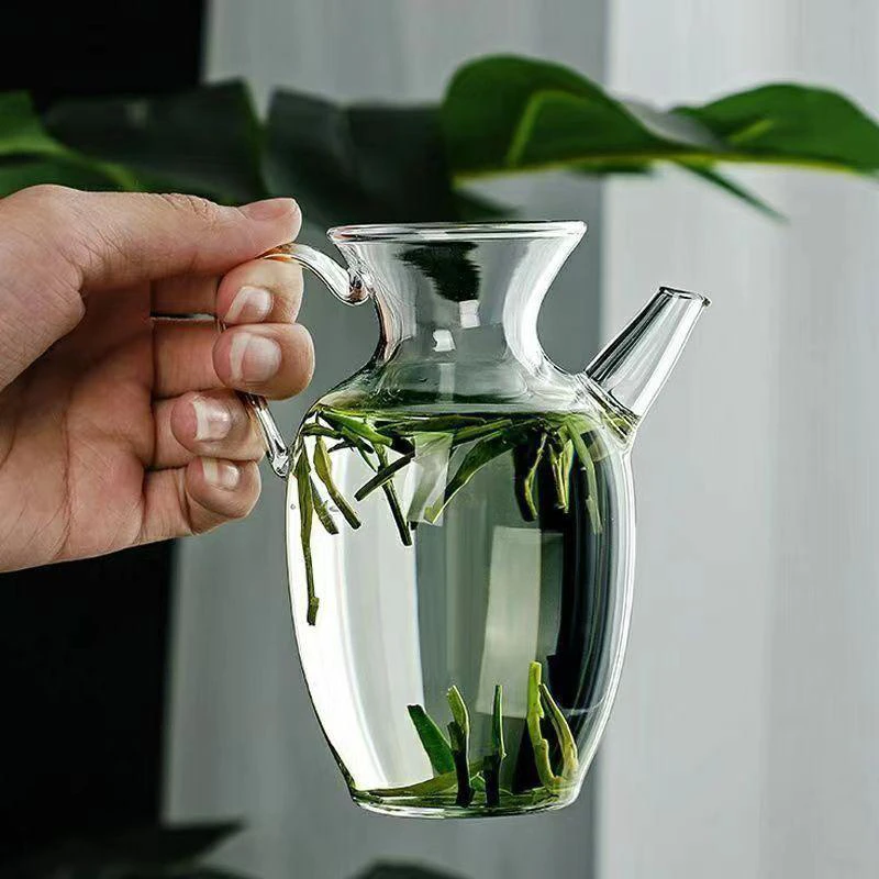 日式高硼硅耐热玻璃茶壶小号绿茶花茶壶仿宋执壶公道杯泡茶带滤网